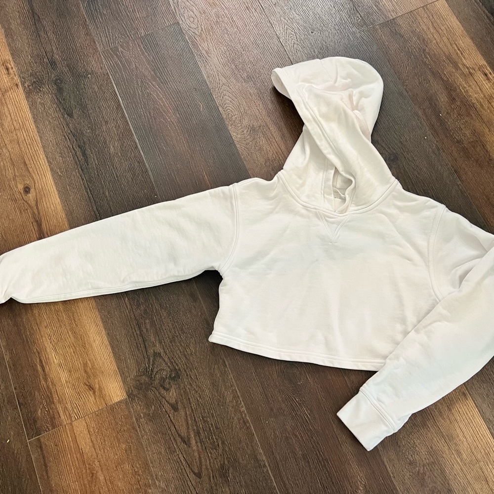 Lululemon Loungeful Cropped Hoodie Oversize white Sweatshirts Sz 0
